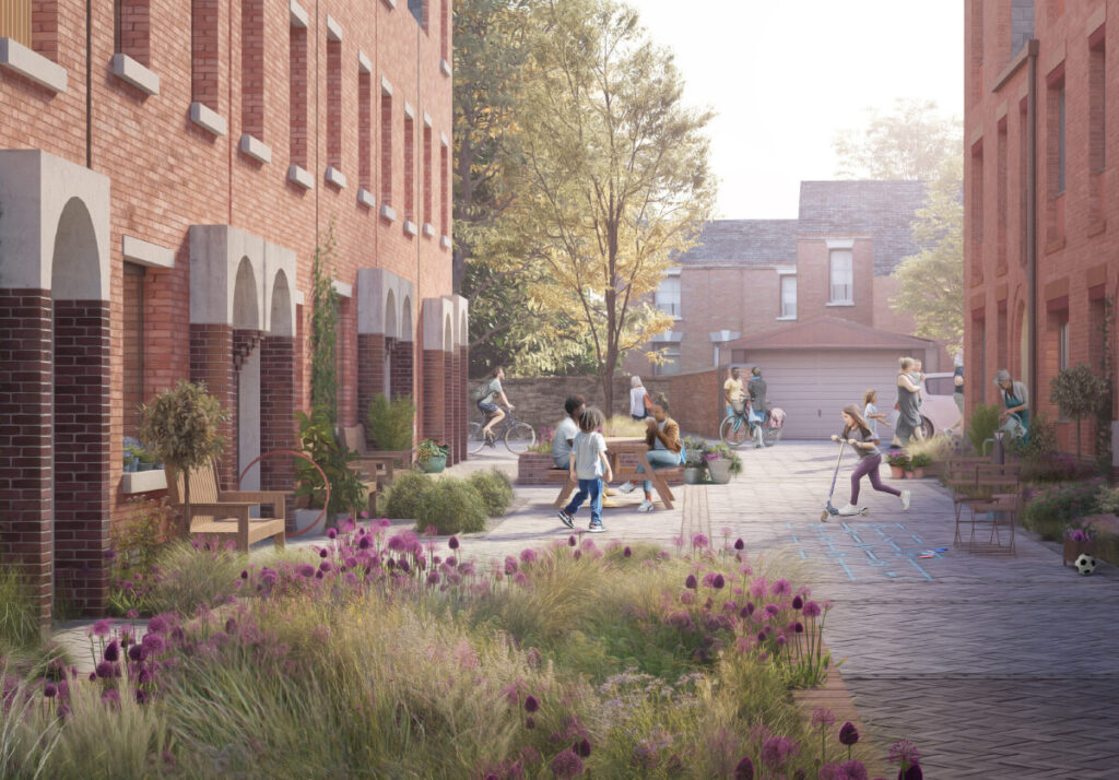 A CGI of the little streets in the Love Wolverton development