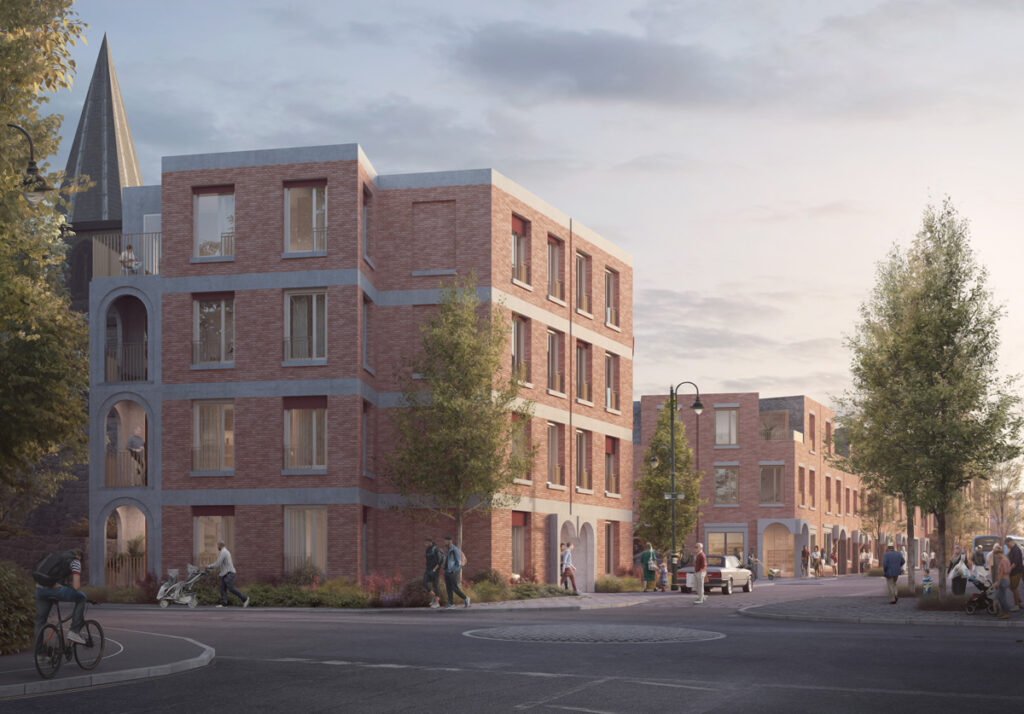 CGI showing the wider Wolverton development with a view from Church Street